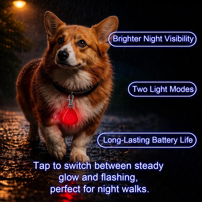QUELIEN LED Dog Safety Pendant – Night Visibility, Durable, Long Battery Life, Easy Clip-on for All Dogs, Blue - Image 2